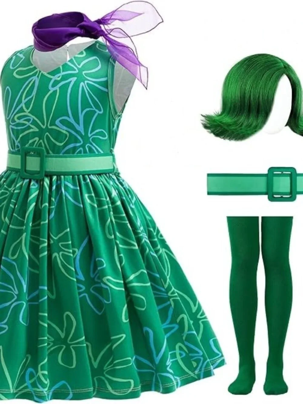 Girls Disguist Costume Dress up Halloween Outfits with Wig SZ 8-9